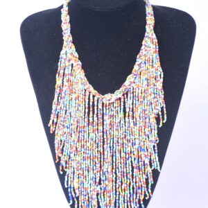 Carnival Confetti Beaded Fringe Necklace