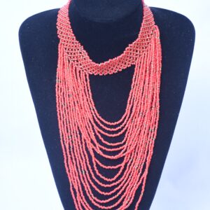 Coral Cascade Multi-Strand Beaded Necklace