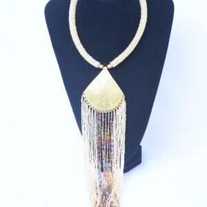 Cream & Gold Fan Tassel Necklace
