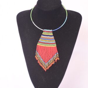 Coral Rainbow Cascade Maasai Necklace