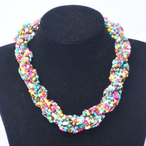 Multi-Color Twisted Beaded Necklace