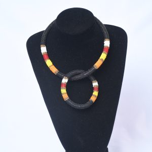 Classic Black Maasai Beaded Loop Necklace
