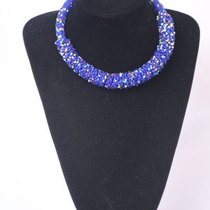 Royal Blue Speckled Beaded Necklace