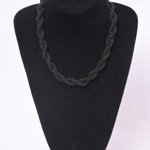Classic Black Braided Beaded Necklace