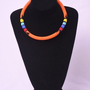 Vibrant Orange Beaded Choker Necklace