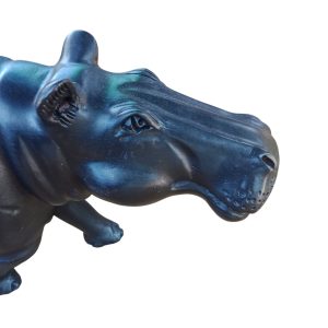 Hand-Carved Wooden Hippo Sculpture