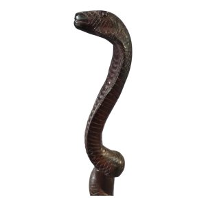 Hand-Carved Wooden Cobra Head Walking Stick