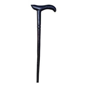 Classic Hand-Carved Dark Wood Crook Walking Cane
